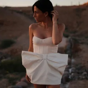 Zara * Voluminous Bow Mini Skirt Ecru